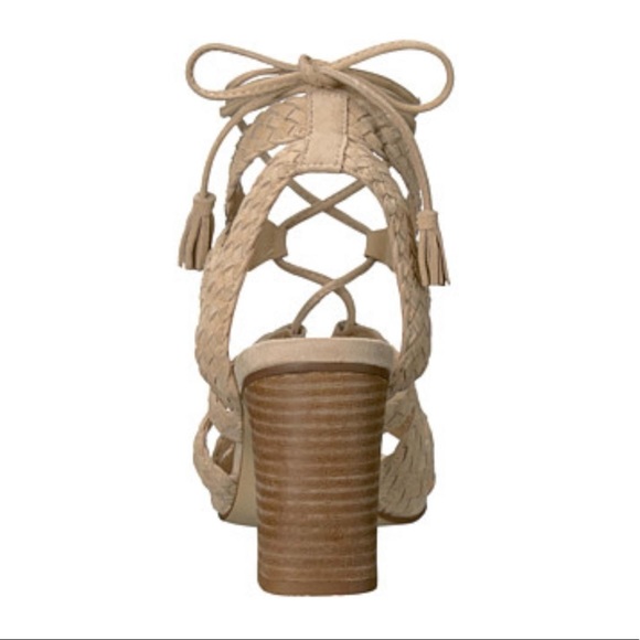 Perfect Nude Leather Woven LaceUp Gladiator Heels - Picture 4 of 4